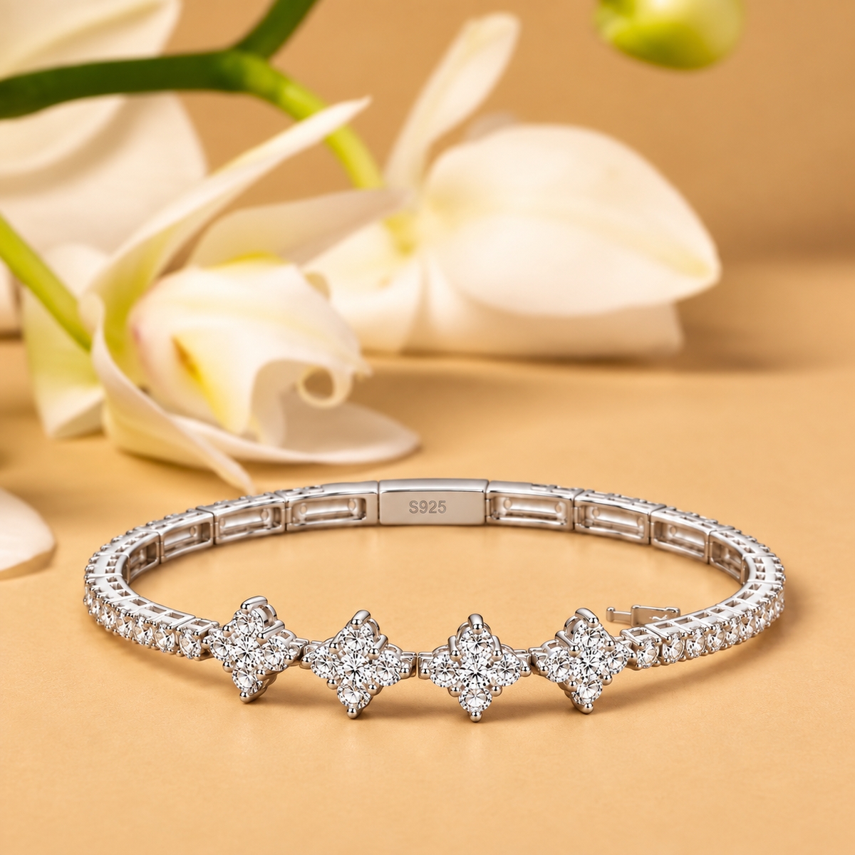 Clover Charm Tennis Bracelet