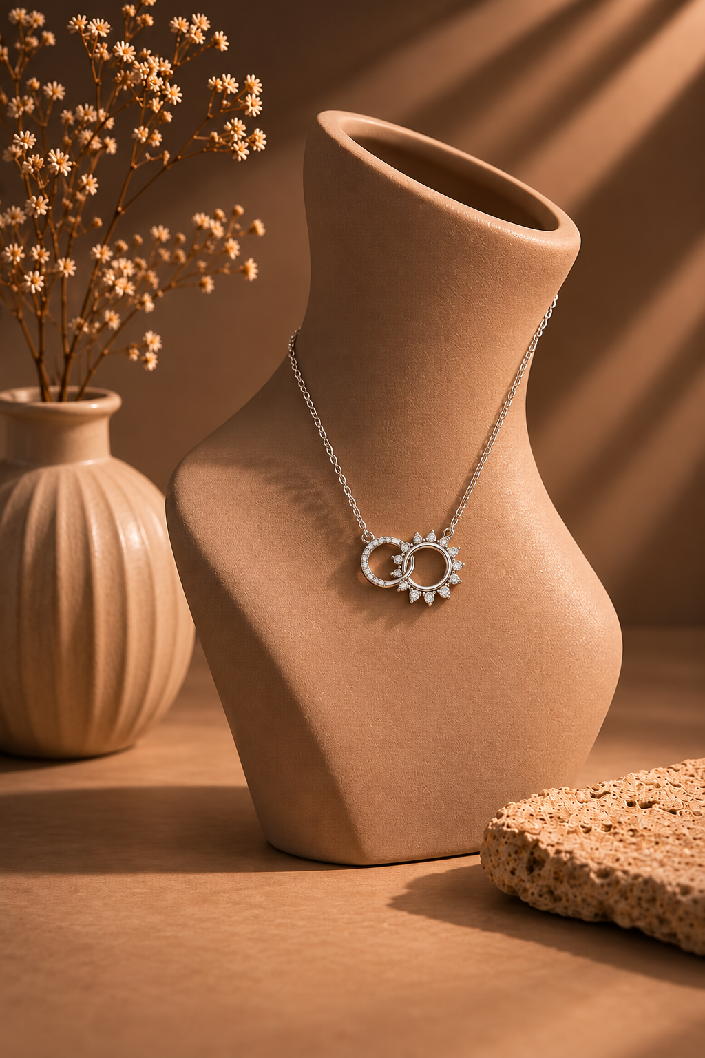 Silver Interlocking Circle Necklace