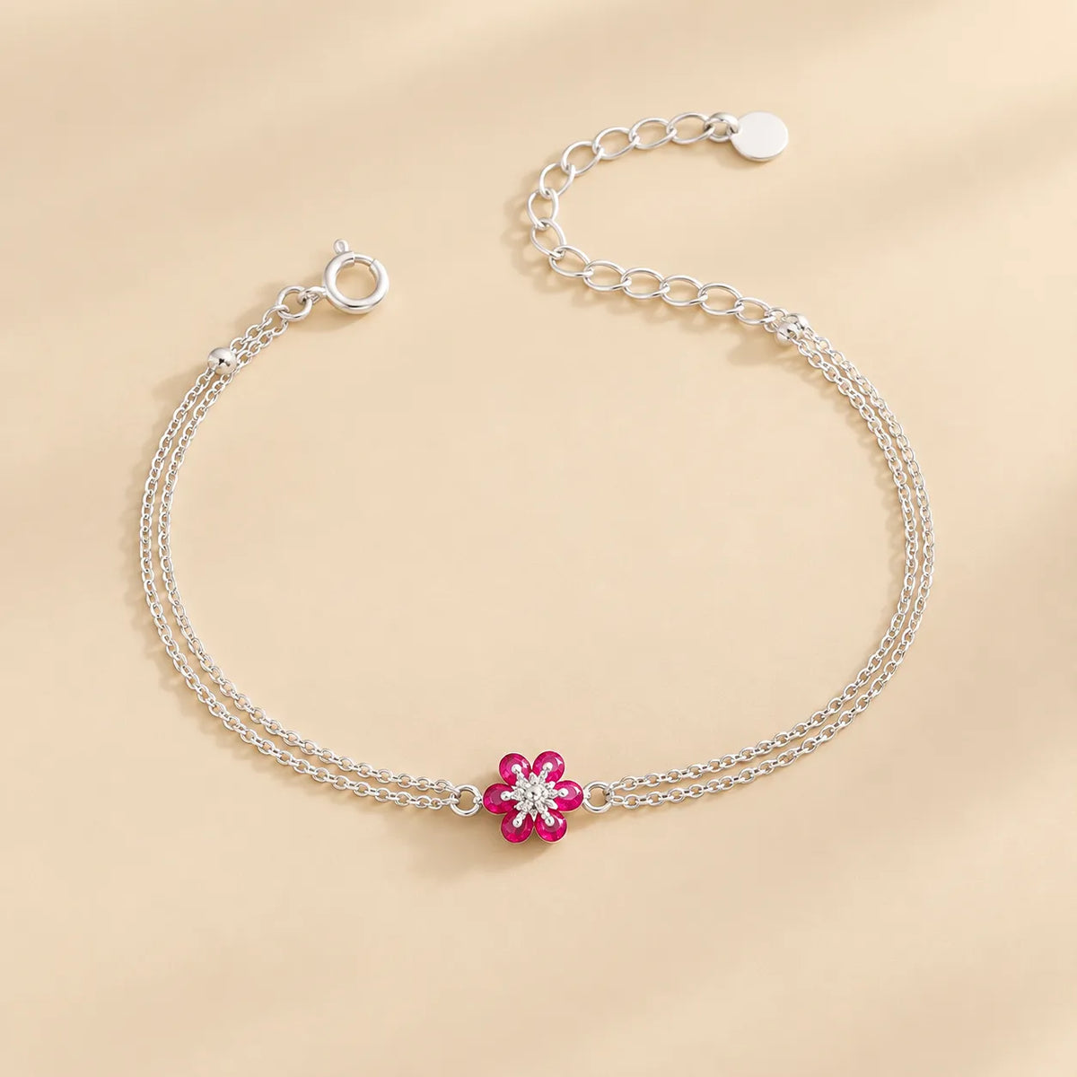 Radiant Floral Double Chain Bracelet