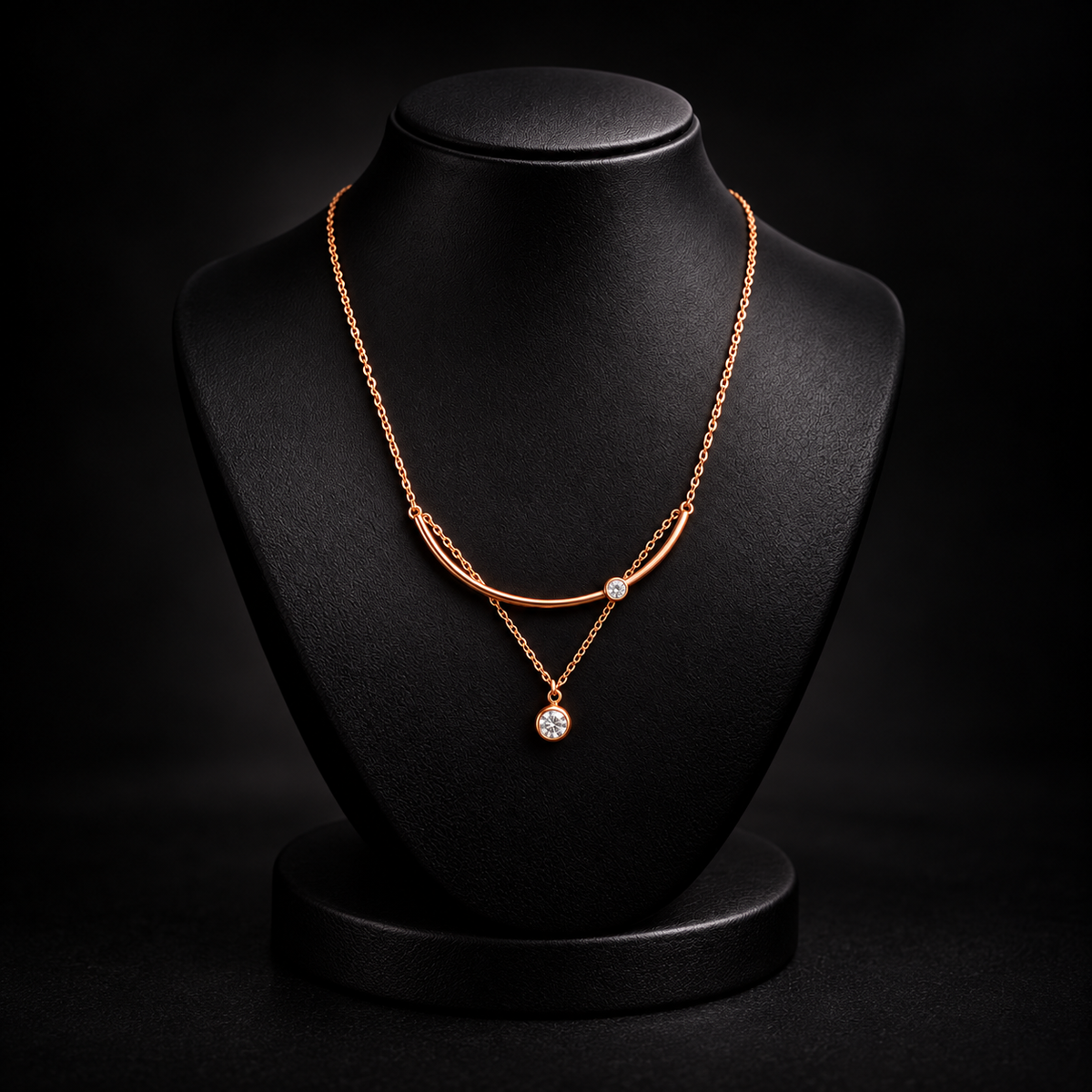 Rose Gold Layered Zircon Necklace