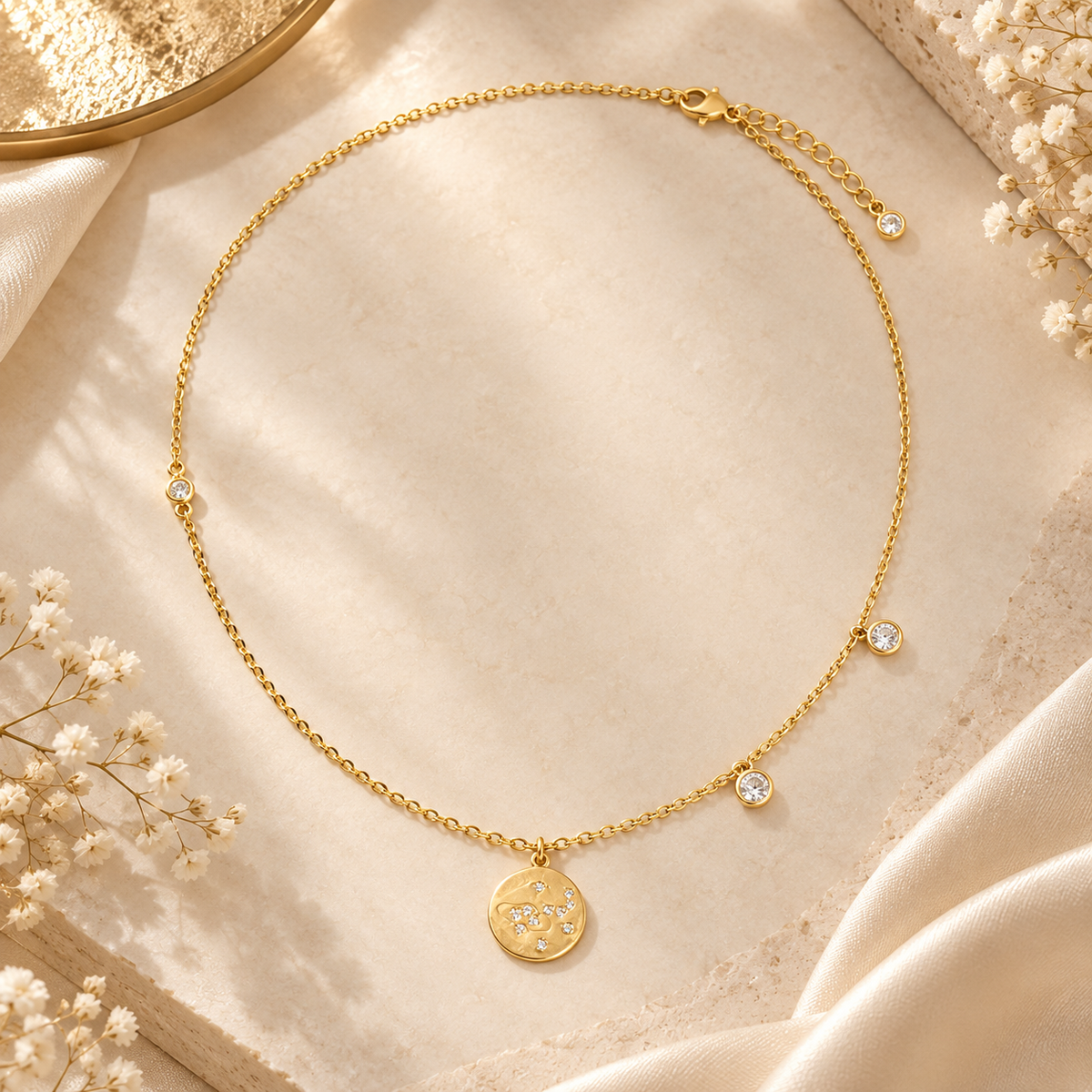 Gold Celestial Coin Necklace