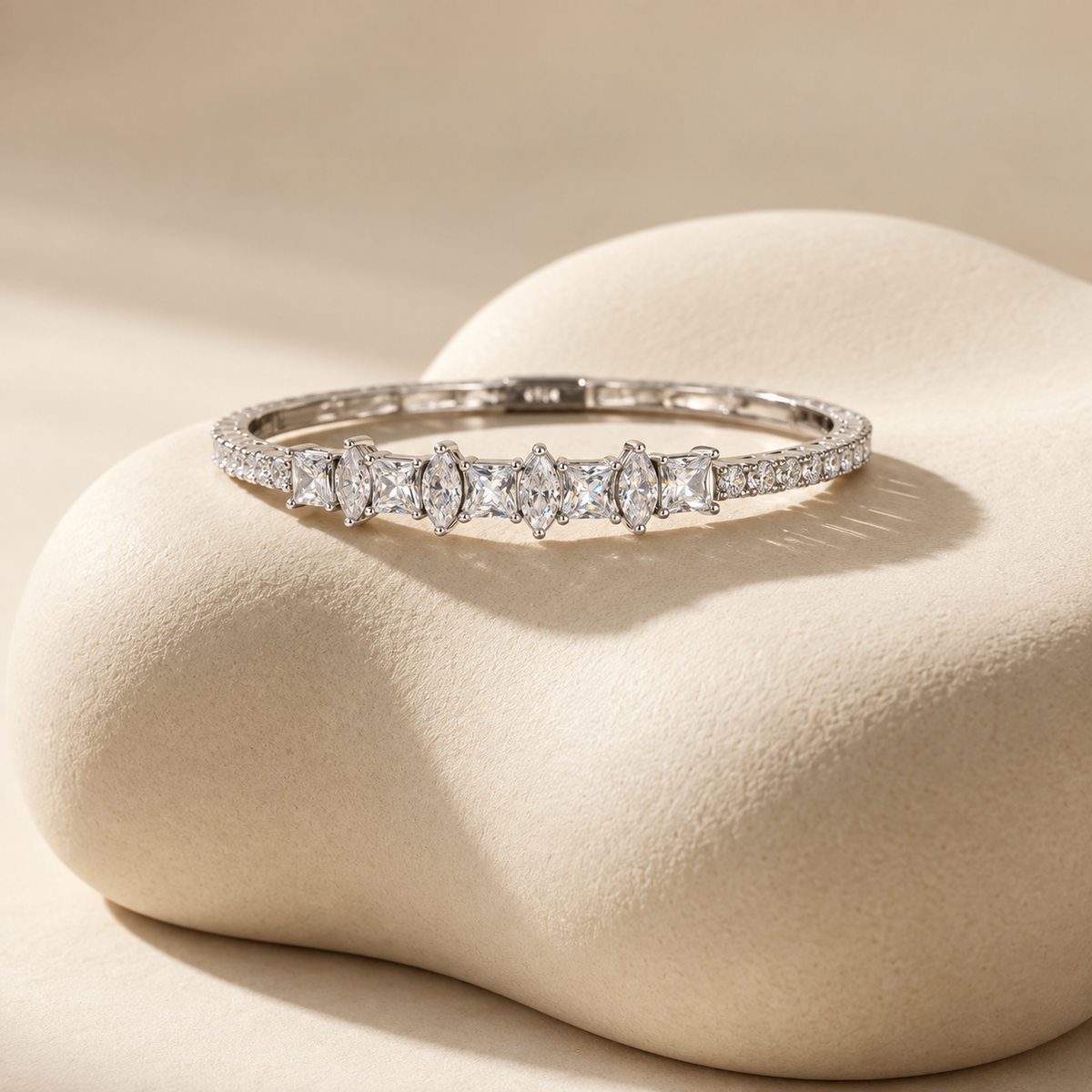 Regal Crystal Statement Bangle Bracelet