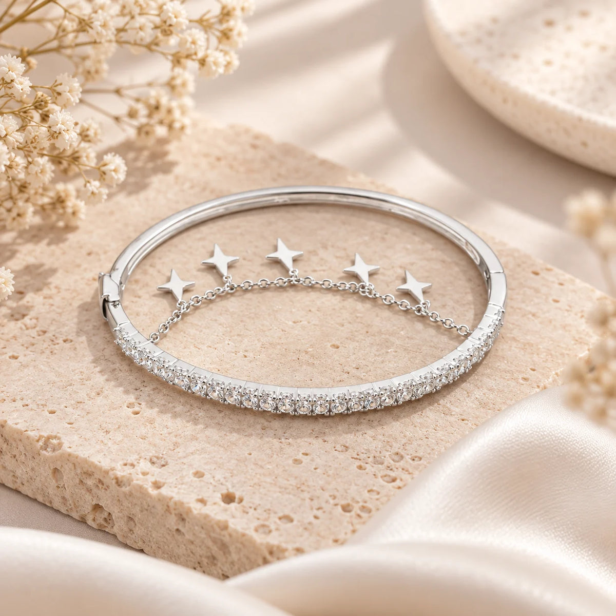 Starry Glow Crystal Bangle Bracelet