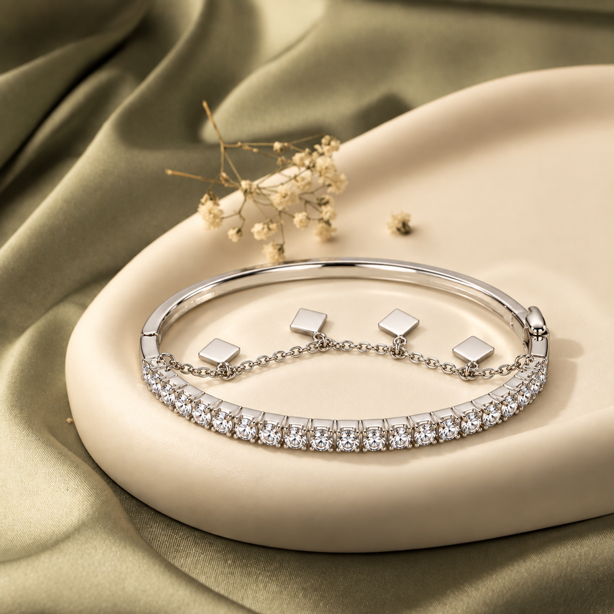 Crystal Charm Bangle Bracelet