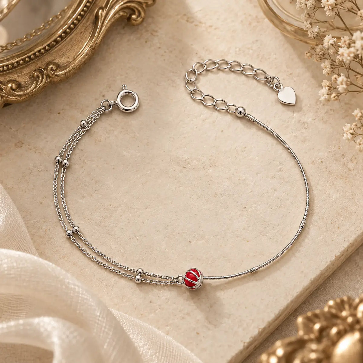 Ruby Red Bead Bracelet