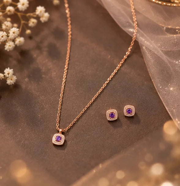 Purple Elora Sparkle Necklace Set