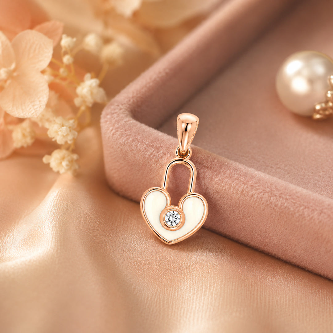 Twinklitz Sterling Silver Heart Gold White Kids Pendant