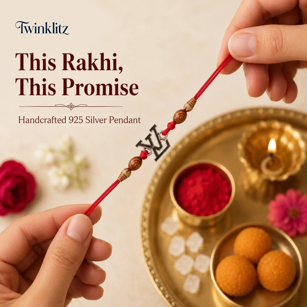 Twinklitz Designer LV Sterling Silver Rakhi