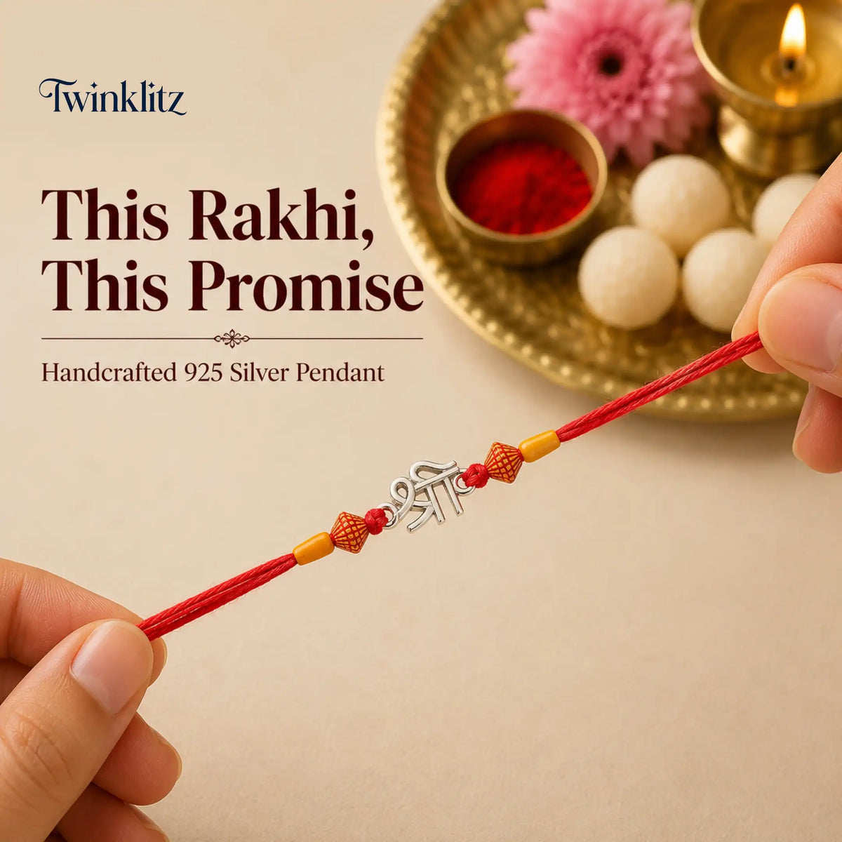 Twinklitz Shree Symbol Sterling Silver Rakhi
