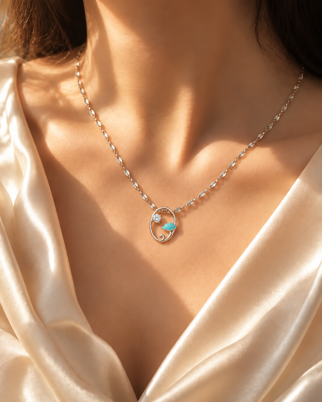 Silver Turquoise Tree Pendant Necklace