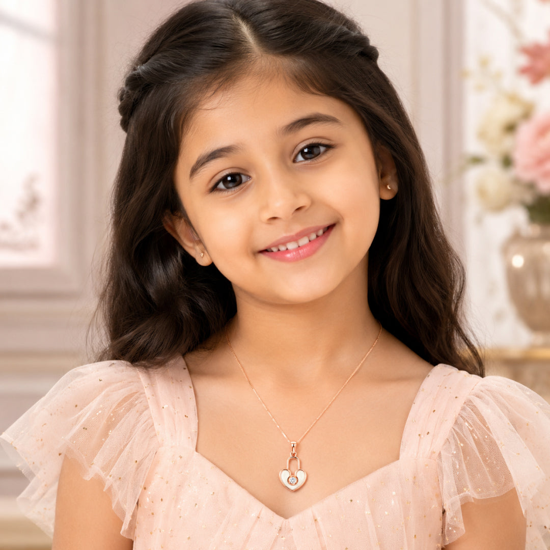 Twinklitz Sterling Silver Heart Gold White Kids Pendant