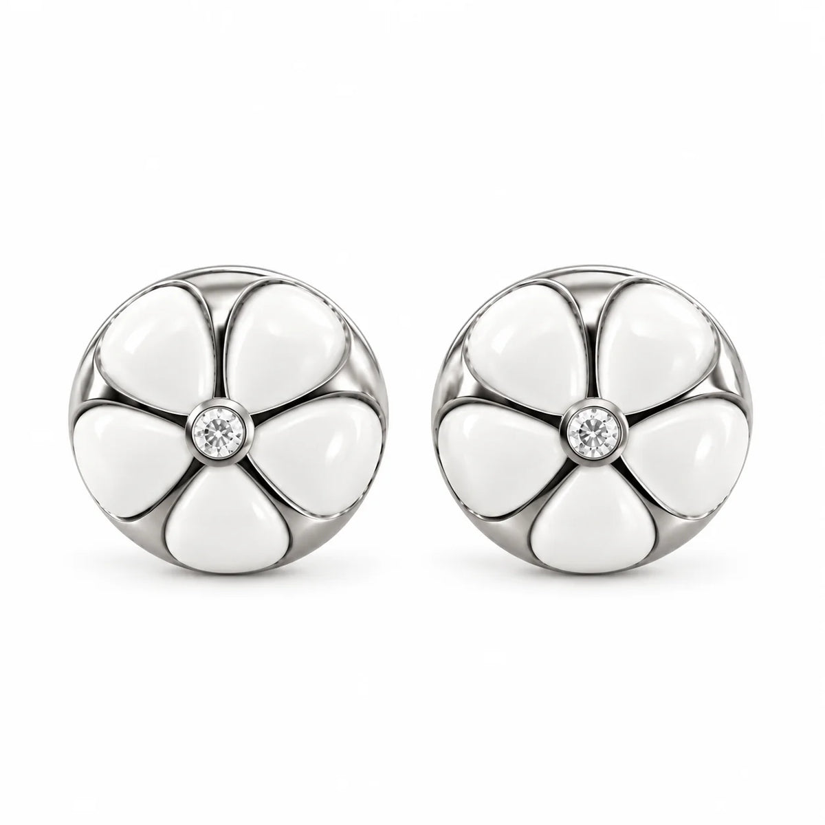 Pearl White Blossom Stud Earrings