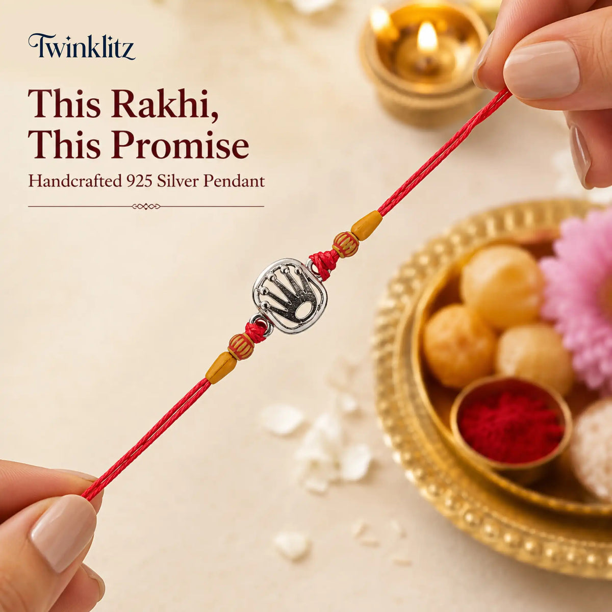Twinklitz 925 Sterling Silver Royal Crown Rakhi