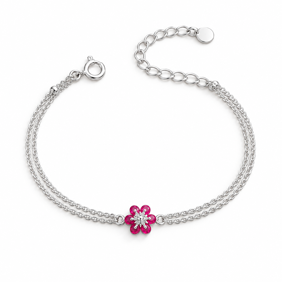 Radiant Floral Double Chain Bracelet