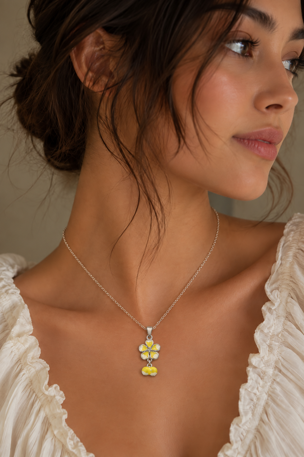 Yellow Flower Pendant Necklace