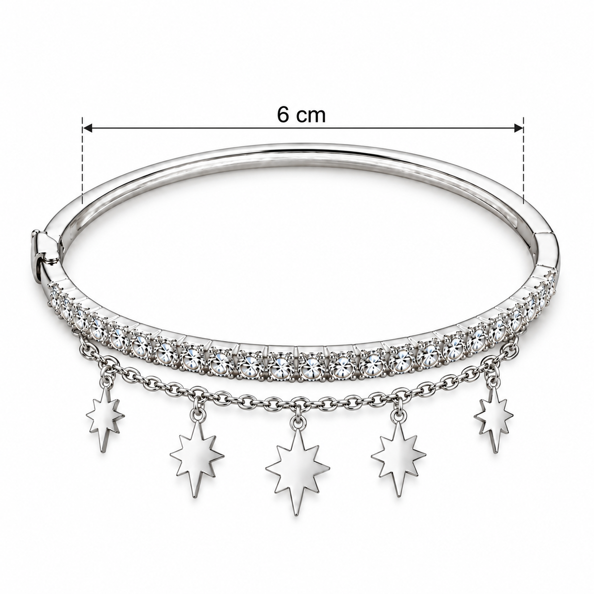 Silver Starburst Charm Bangle Bracelet
