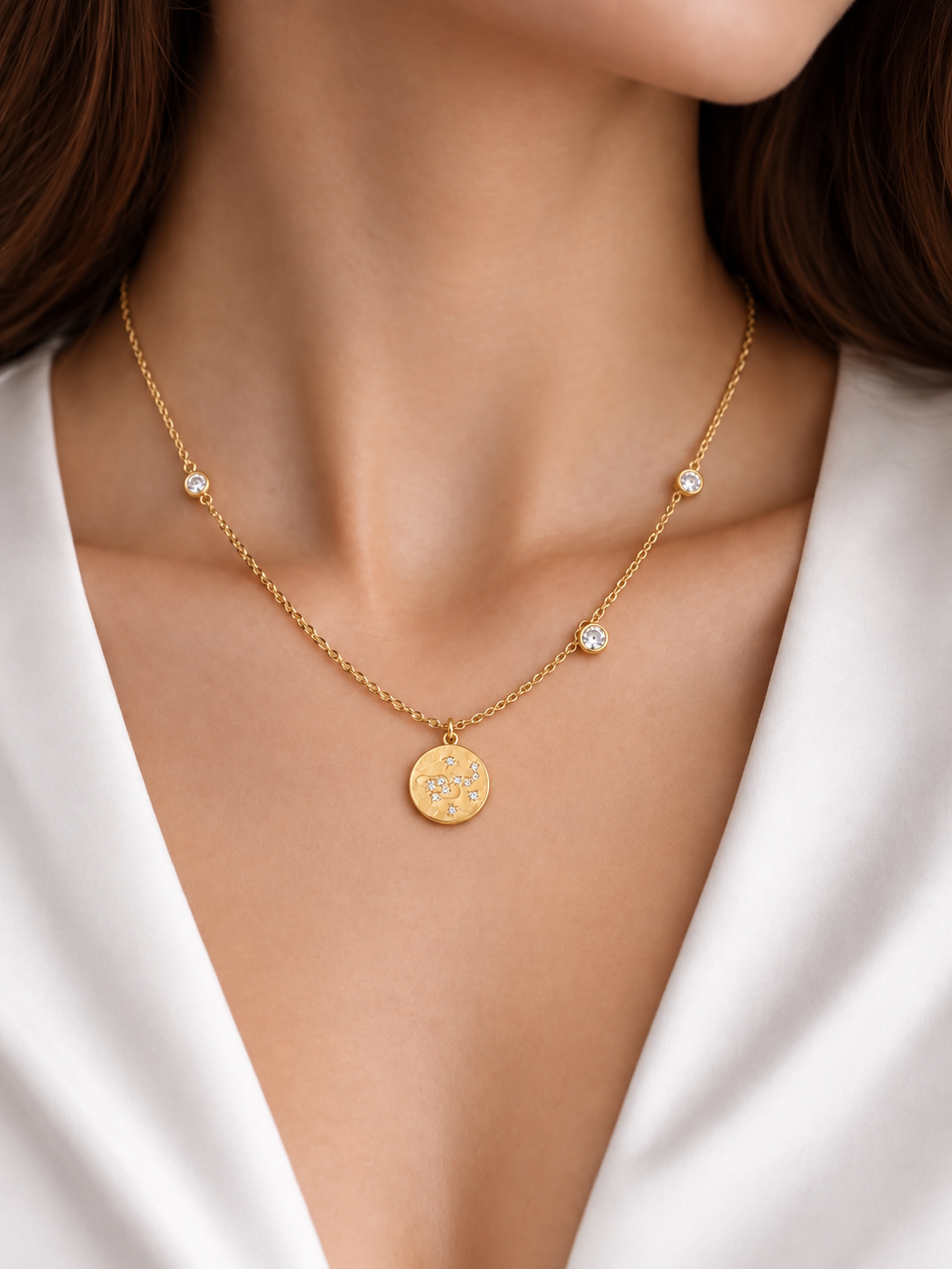 Gold Celestial Coin Necklace