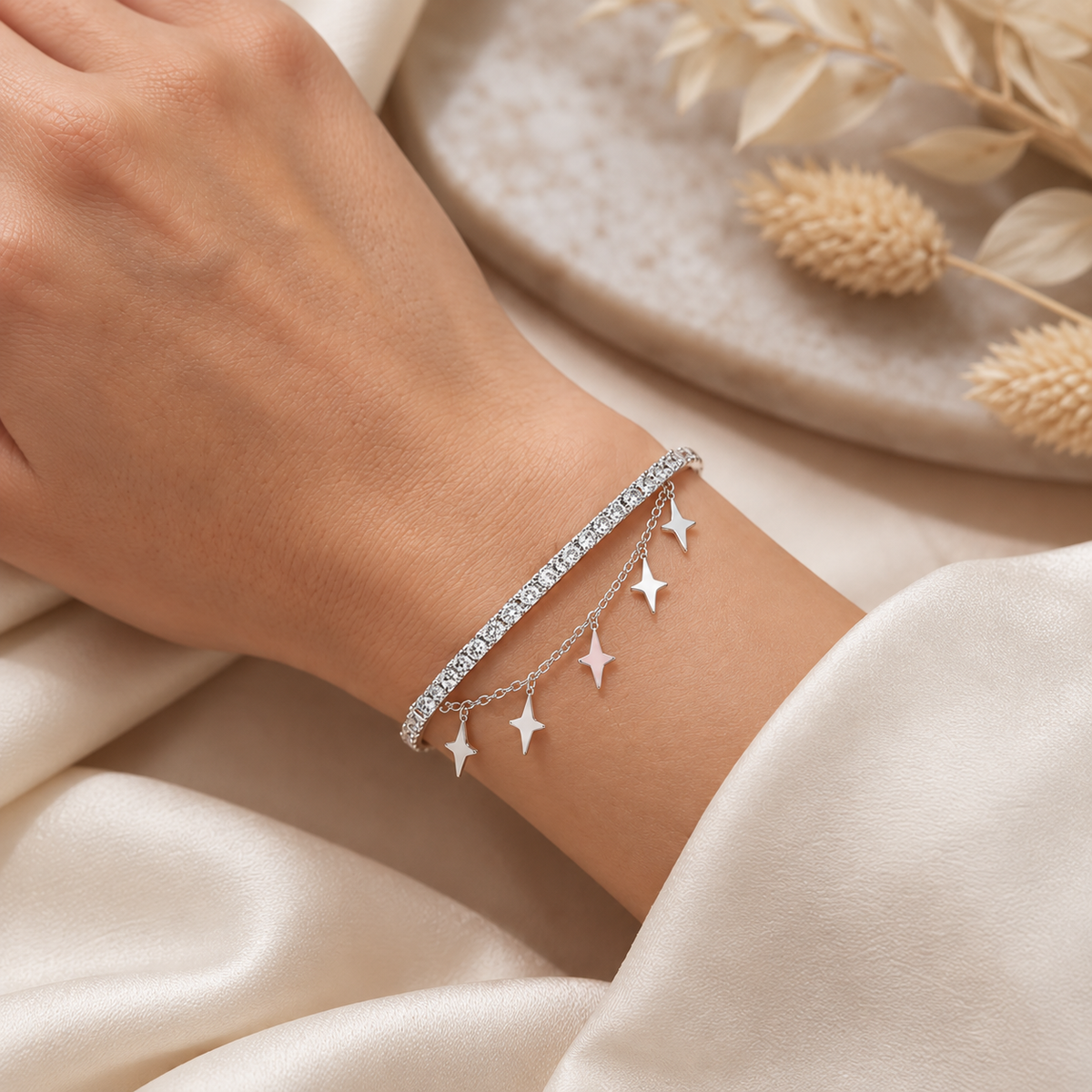 Starry Glow Crystal Bangle Bracelet