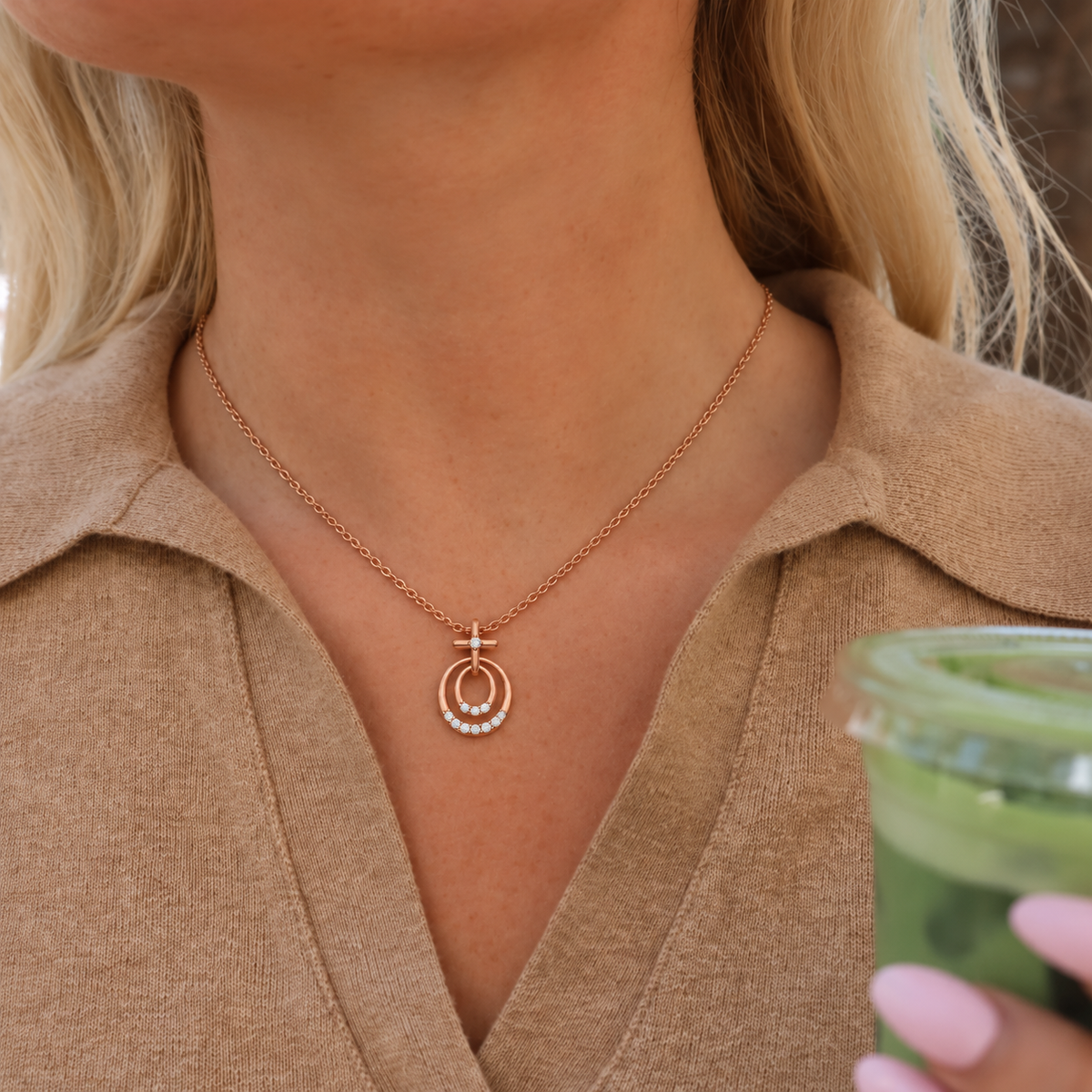 Rose Gold Orbit Pendant Necklace