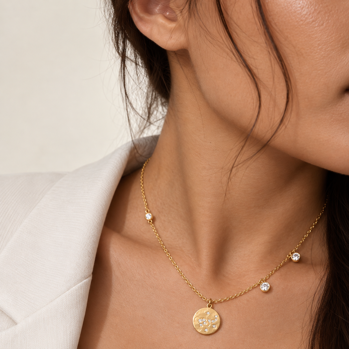 Gold Celestial Coin Necklace
