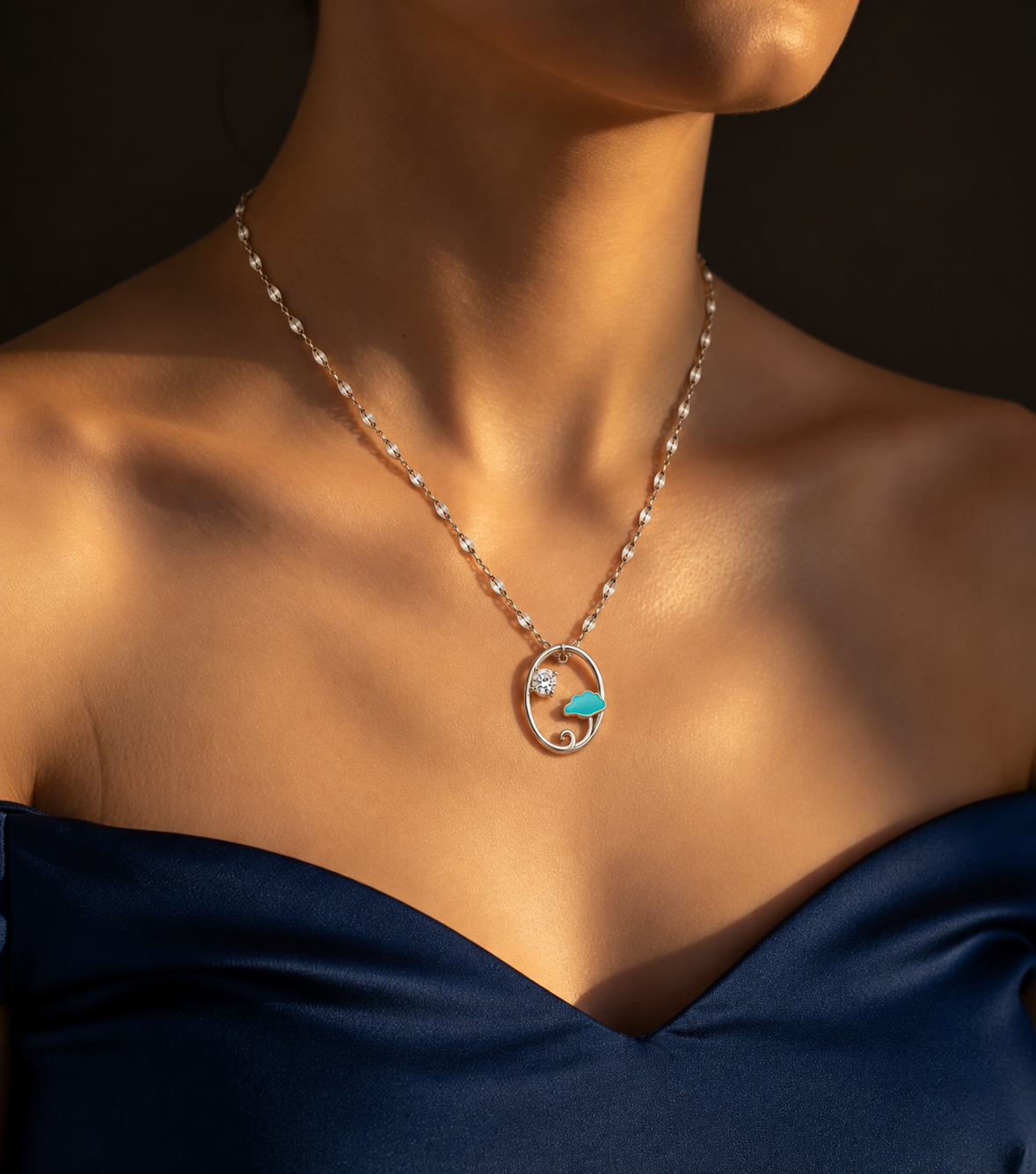Silver Turquoise Tree Pendant Necklace