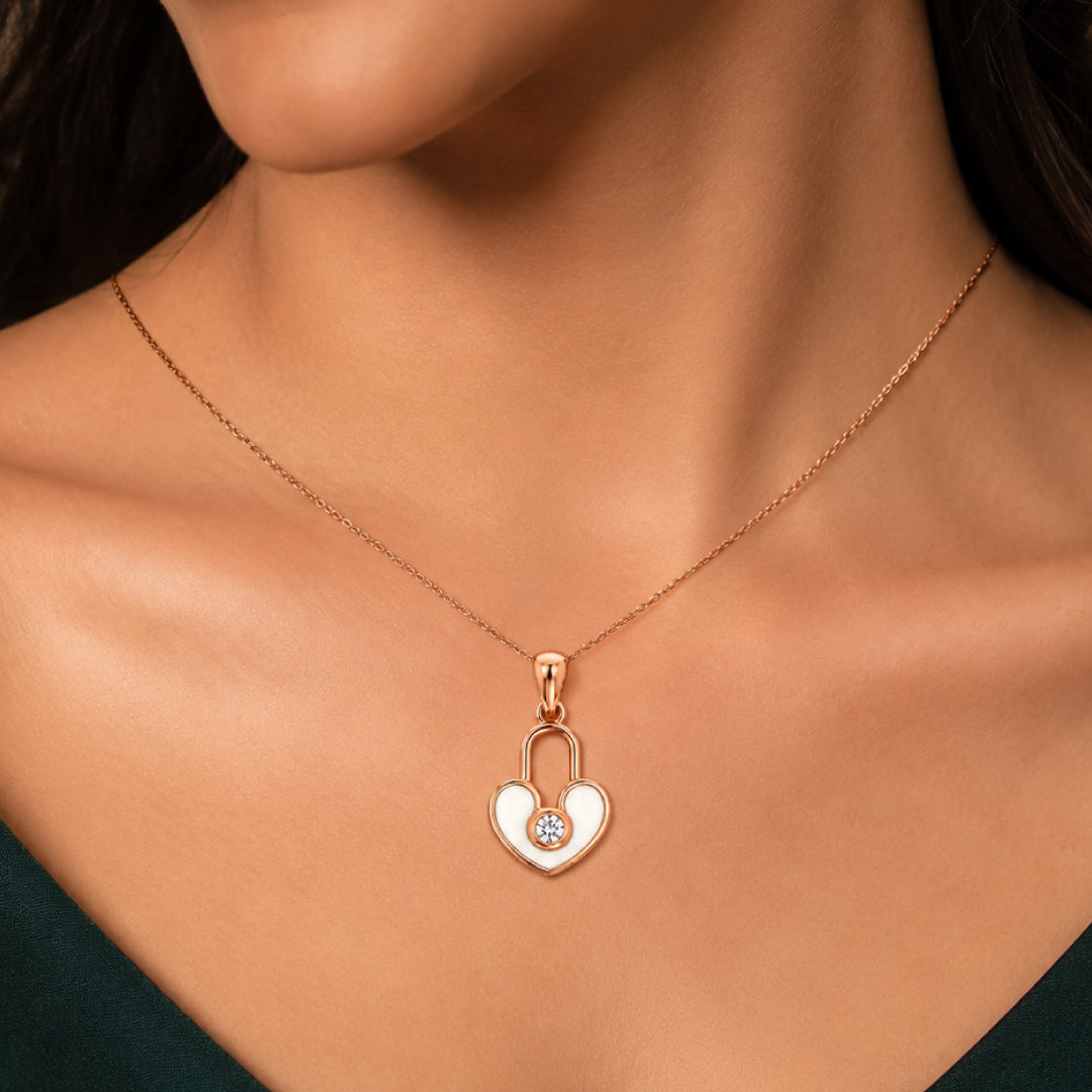 Twinklitz Sterling Silver Heart Gold White Kids Pendant