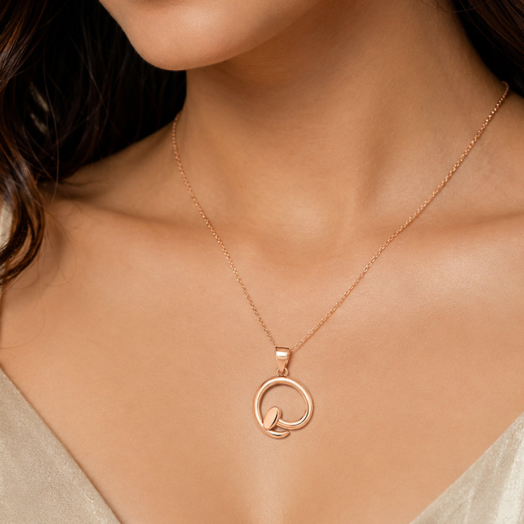 Twinklitz Sterling Silver Rose Gold Nail Kids Pendant