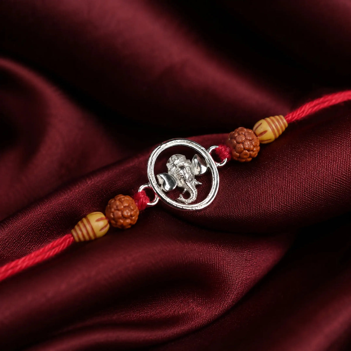 Twinklitz Ganpati Rudraksha Sterling Silver Rakhi