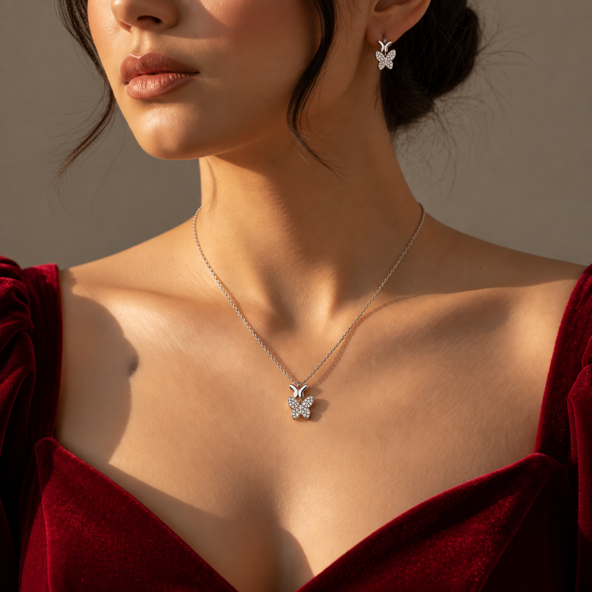 Butterfly Charm Pendant Set