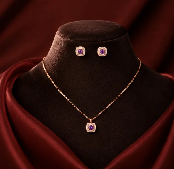 Purple Elora Sparkle Necklace Set