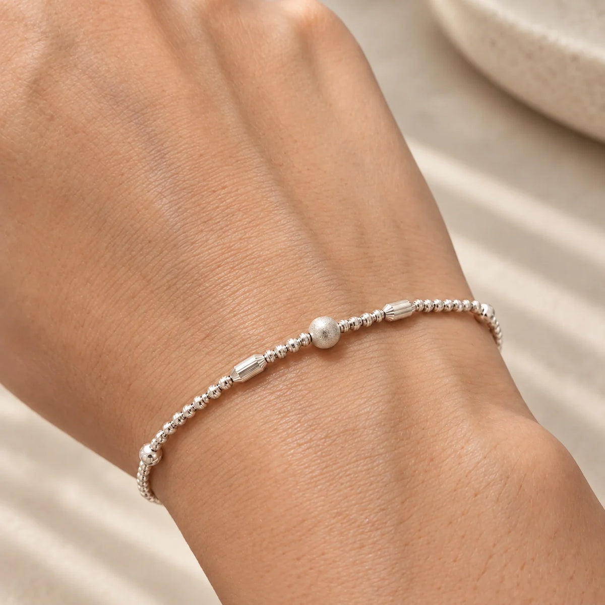 Minimal Silver Bead Bracelet