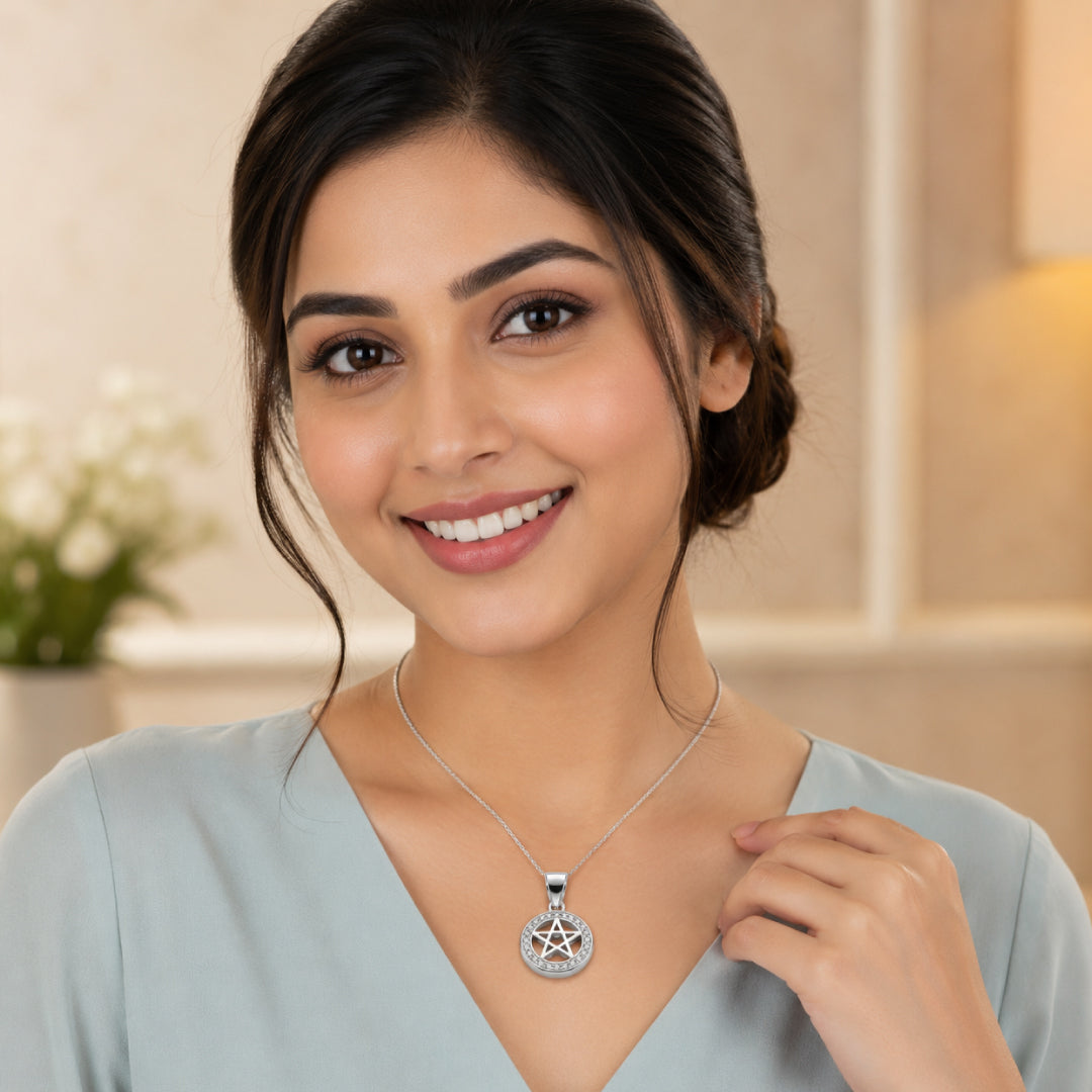 Twinklitz Sterling Silver Star Diamond Kids Pendant