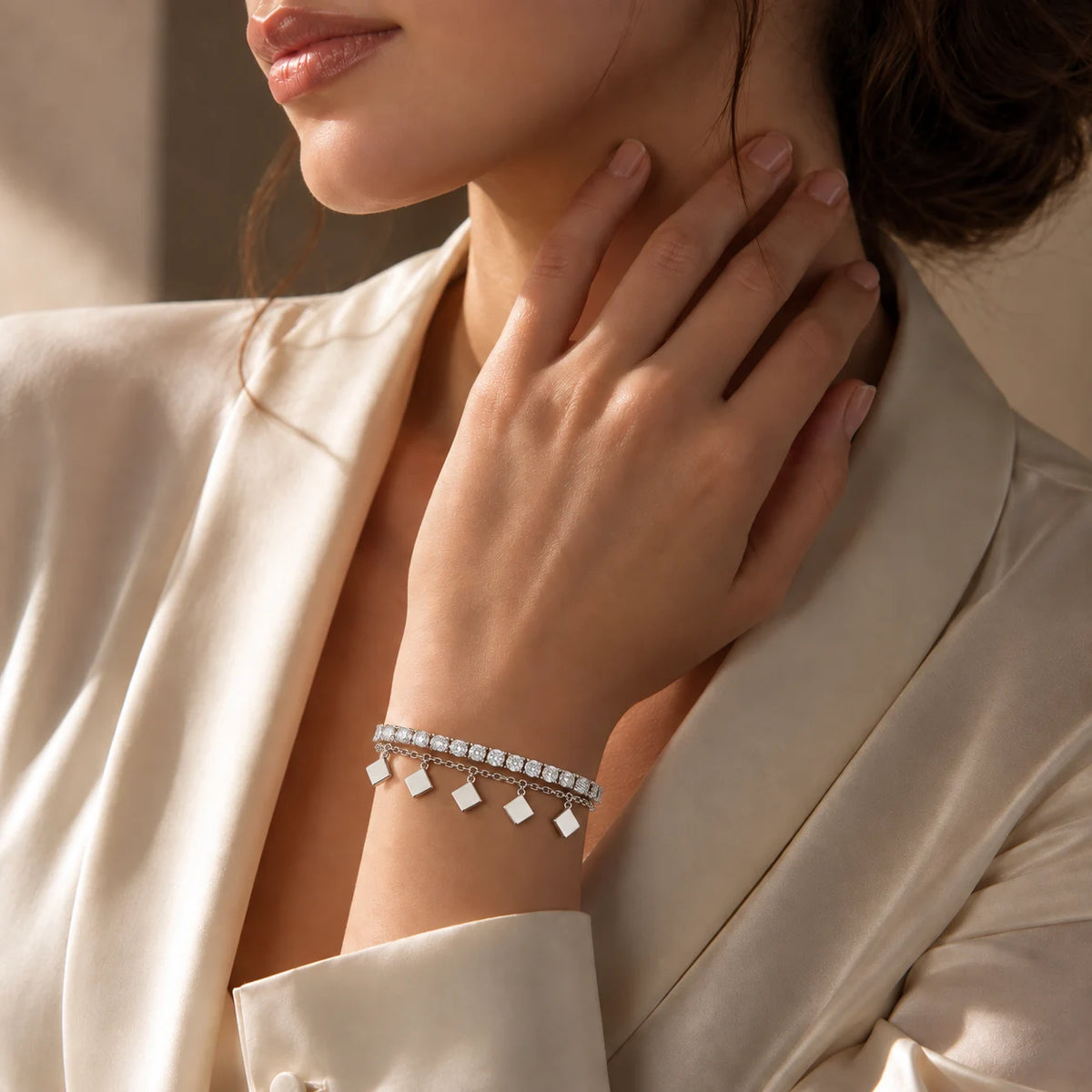 Crystal Charm Bangle Bracelet