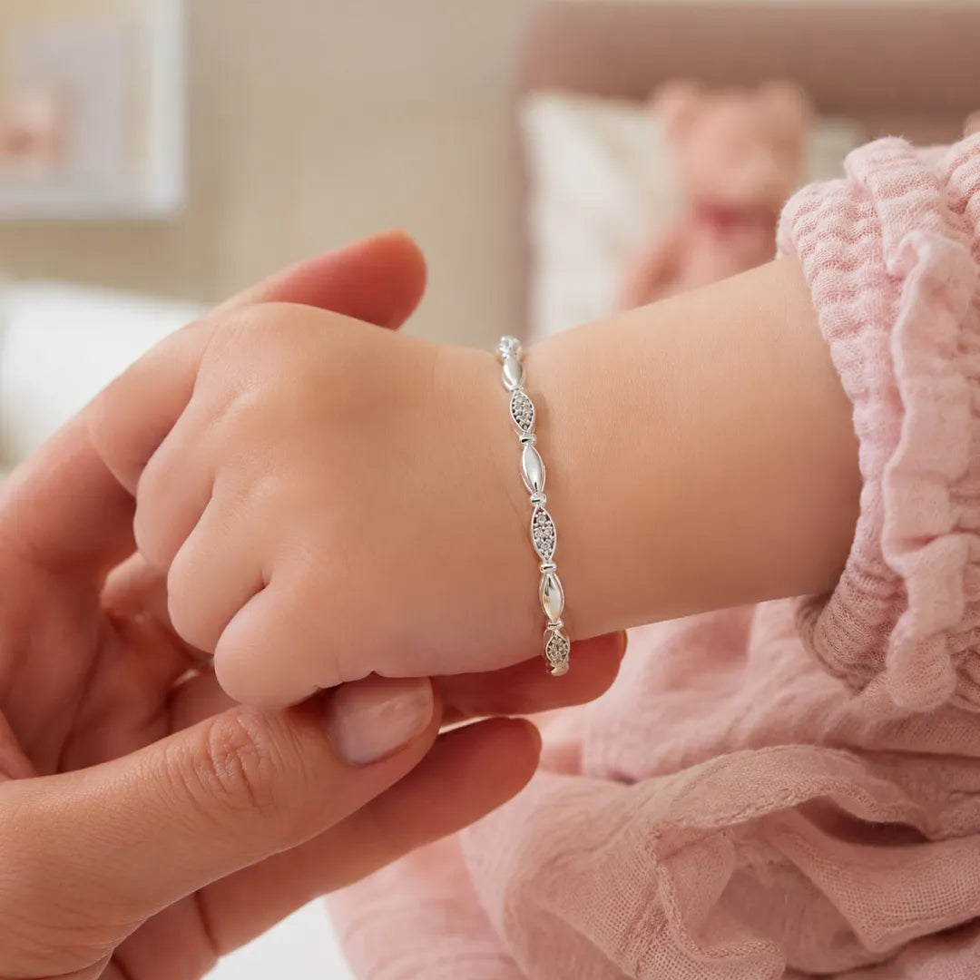 Twinklitz Sterling Silver All Leaf Baby Bangles