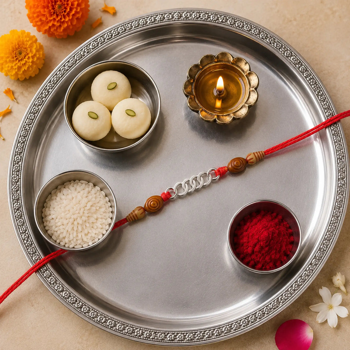 Twinklitz Linked Circle 925 Sterling Silver Rakhi
