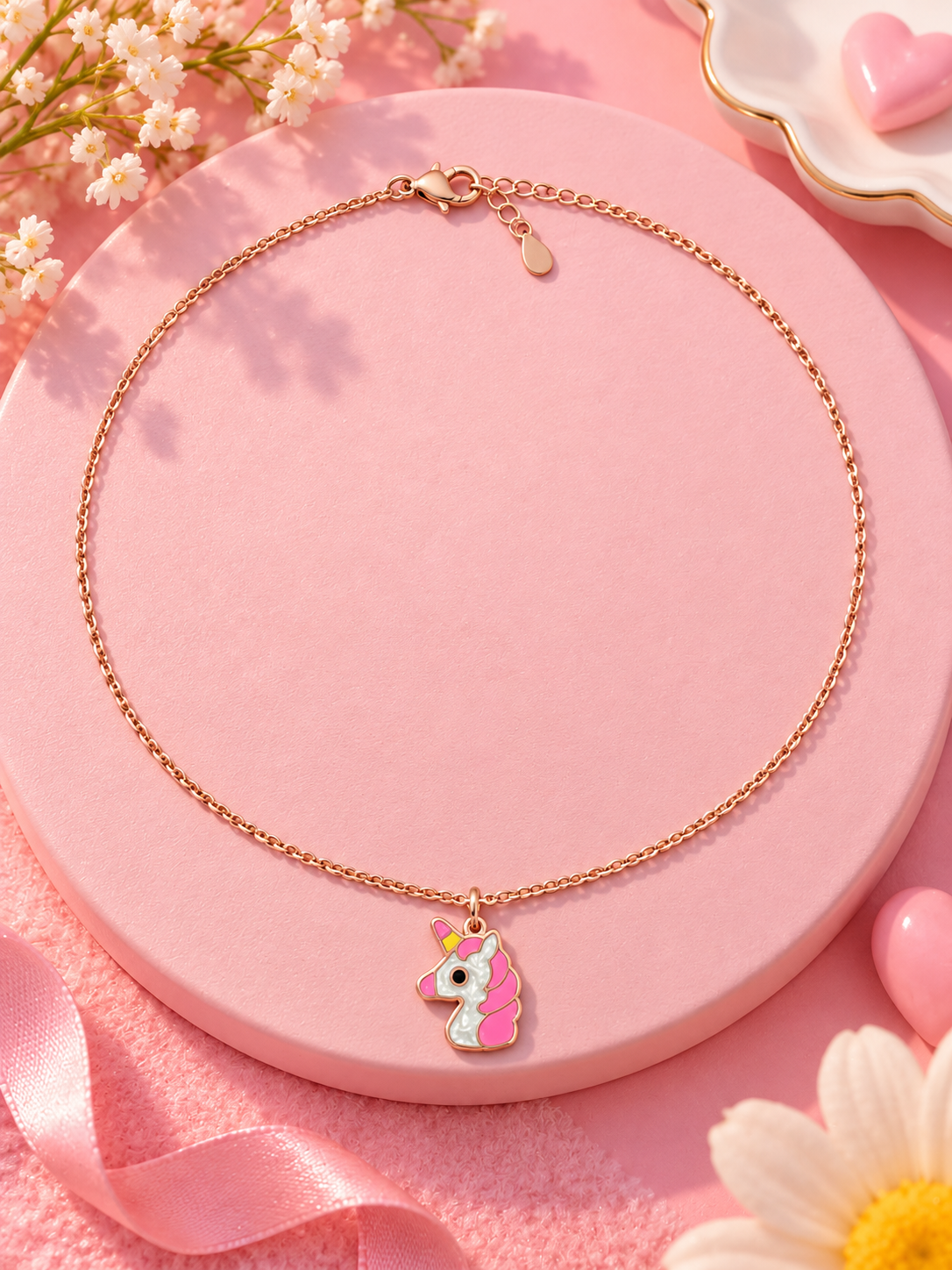 Pink Unicorn Pendant Necklace