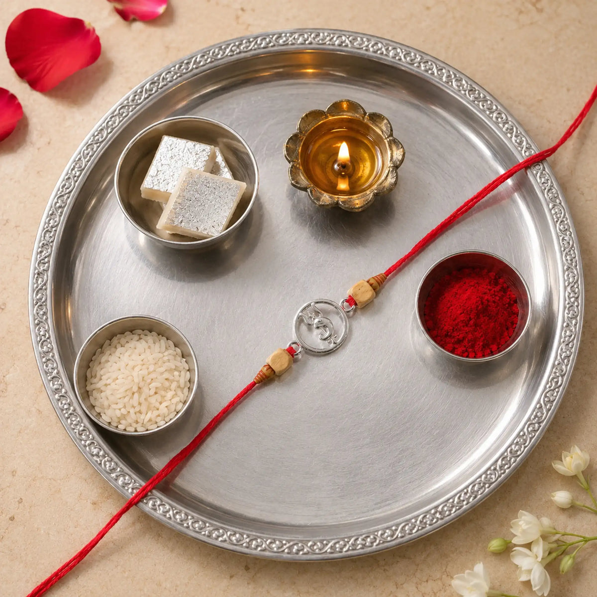 Twinklitz Divine Trishul Sterling Silver Rakhi