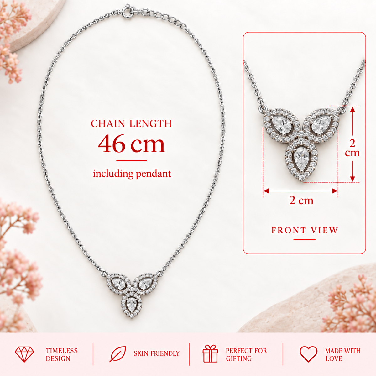 Silver Trinity Crystal Necklace
