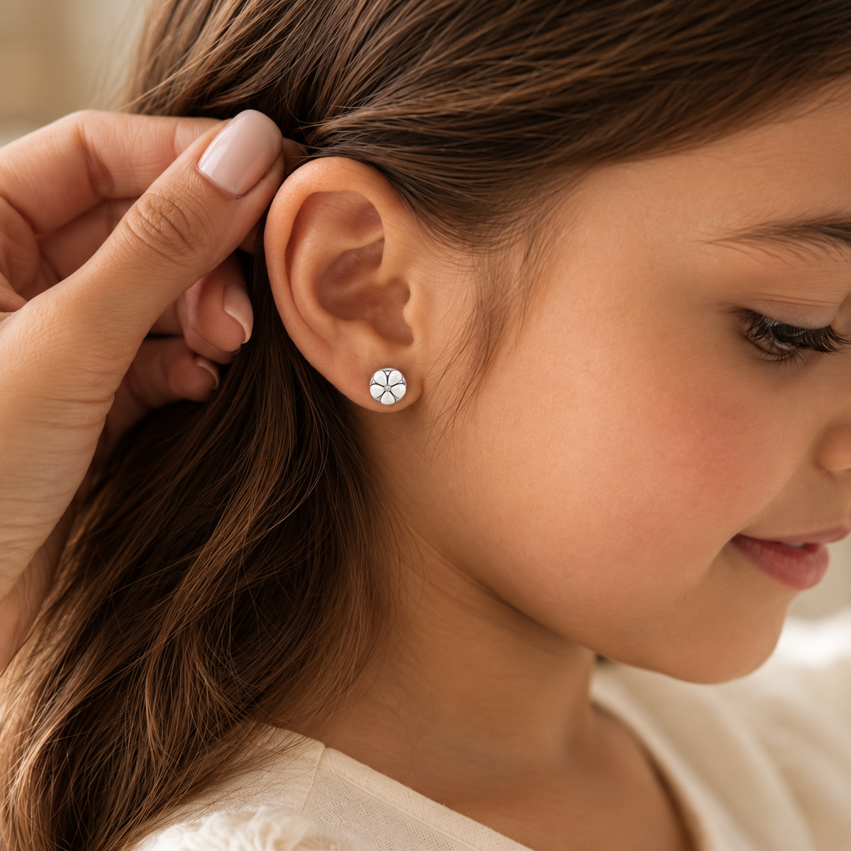 Pearl White Blossom Stud Earrings