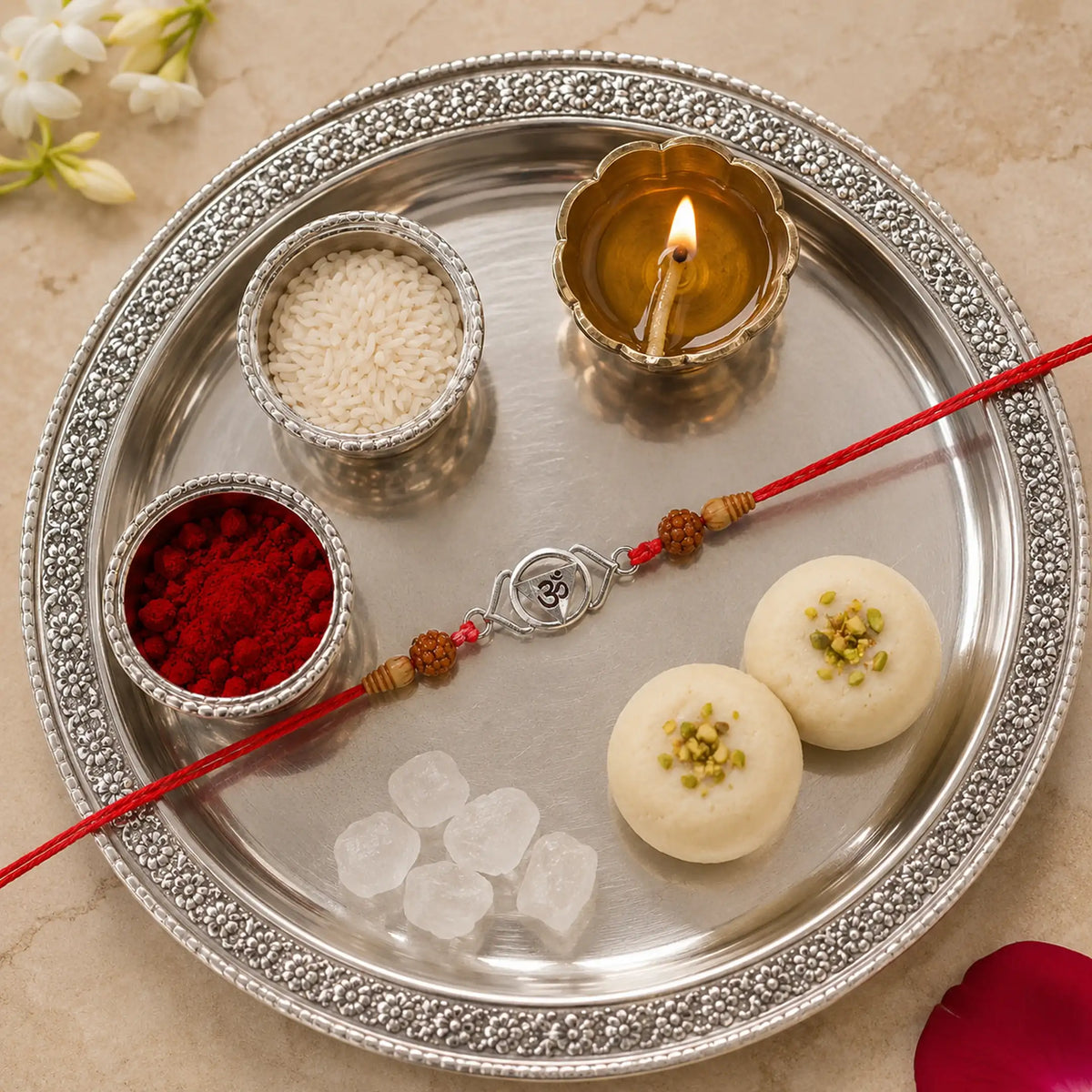 Twinklitz Designer 925 Sterling Silver Om Rakhi