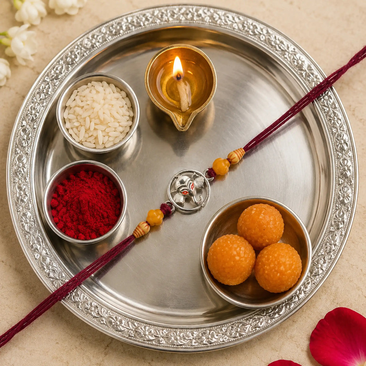 Twinklitz Ganpati 925 Sterling Silver Rakhi