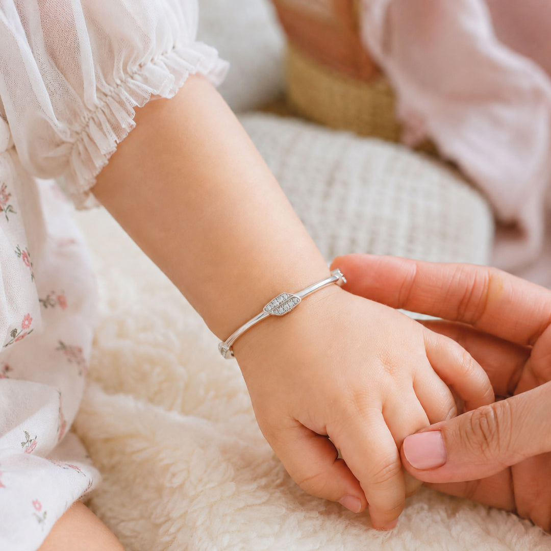 Twinklitz Sterling Silver Leaf Baby Bangles