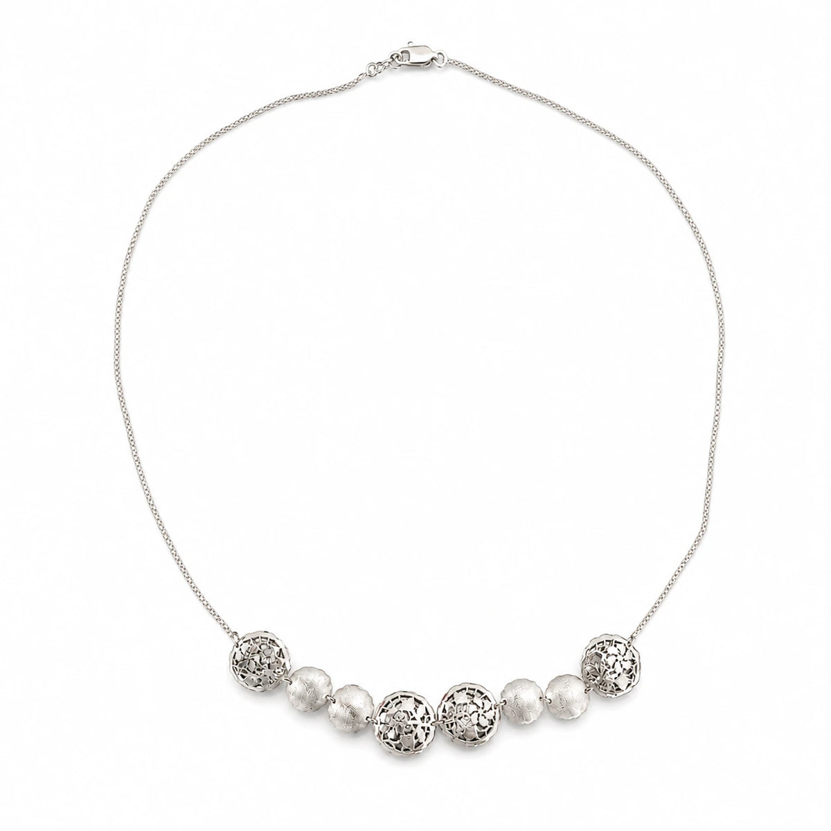 Textured Silver Bead Necklace