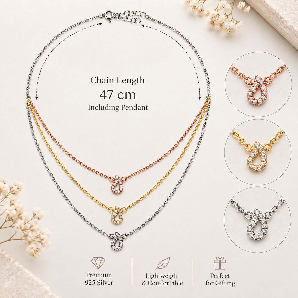 Three Tone Layered Necklace