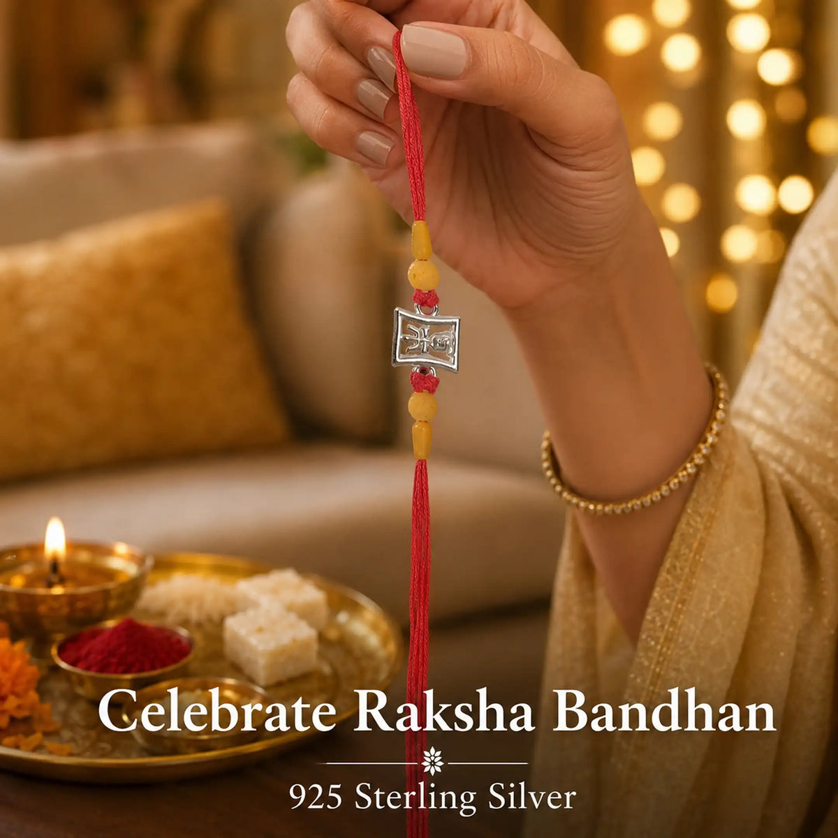 Twinklitz Spiritual Symbol Sterling Silver Rakhi
