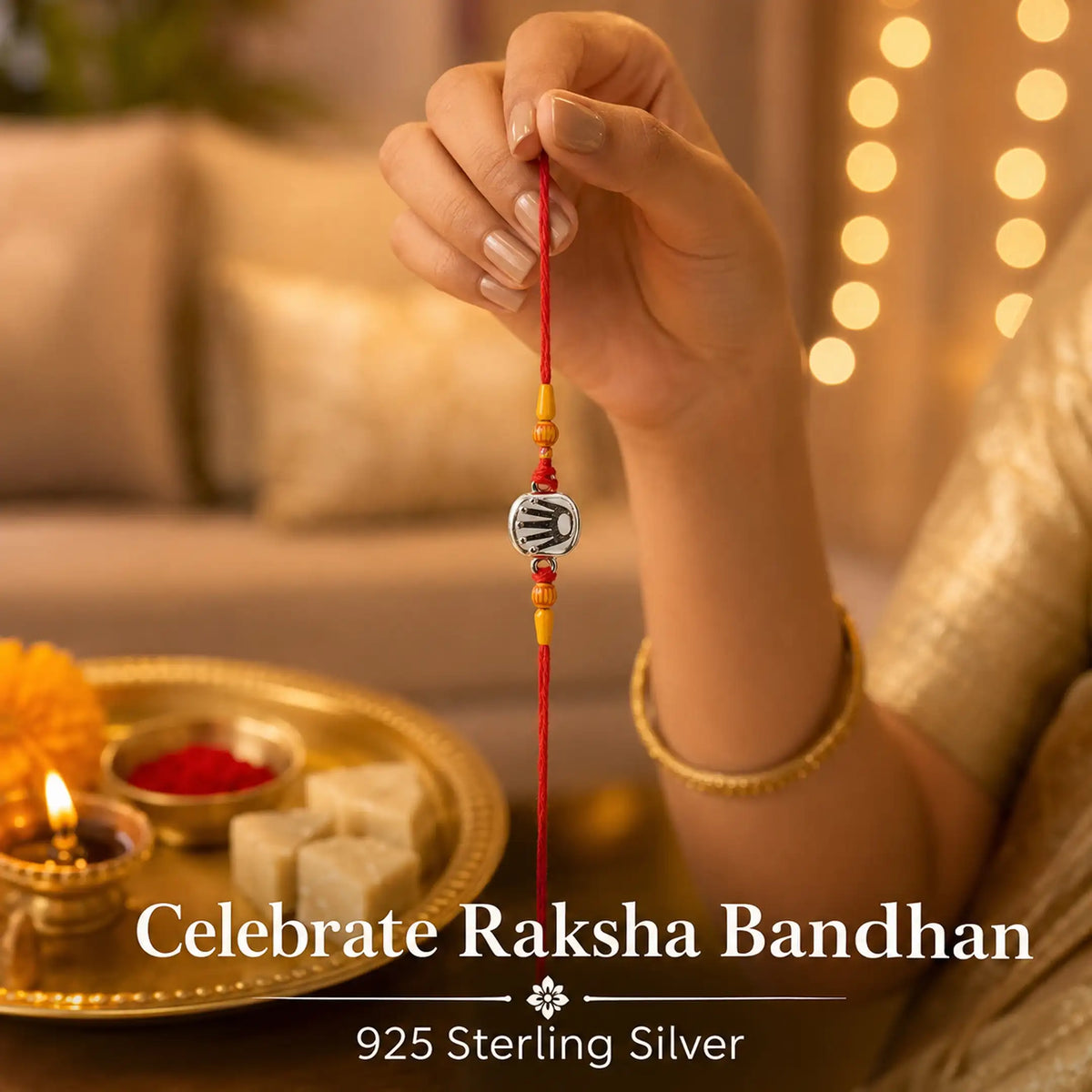 Twinklitz 925 Sterling Silver Royal Crown Rakhi