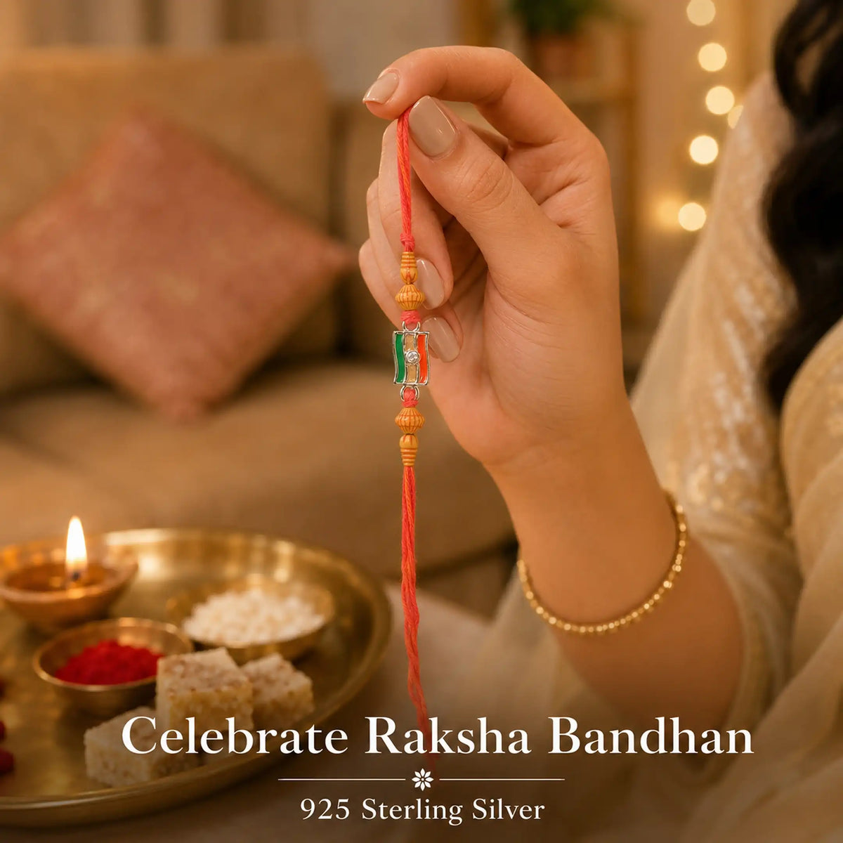 Twinklitz 925 Sterling Silver Tiranga Rakhi