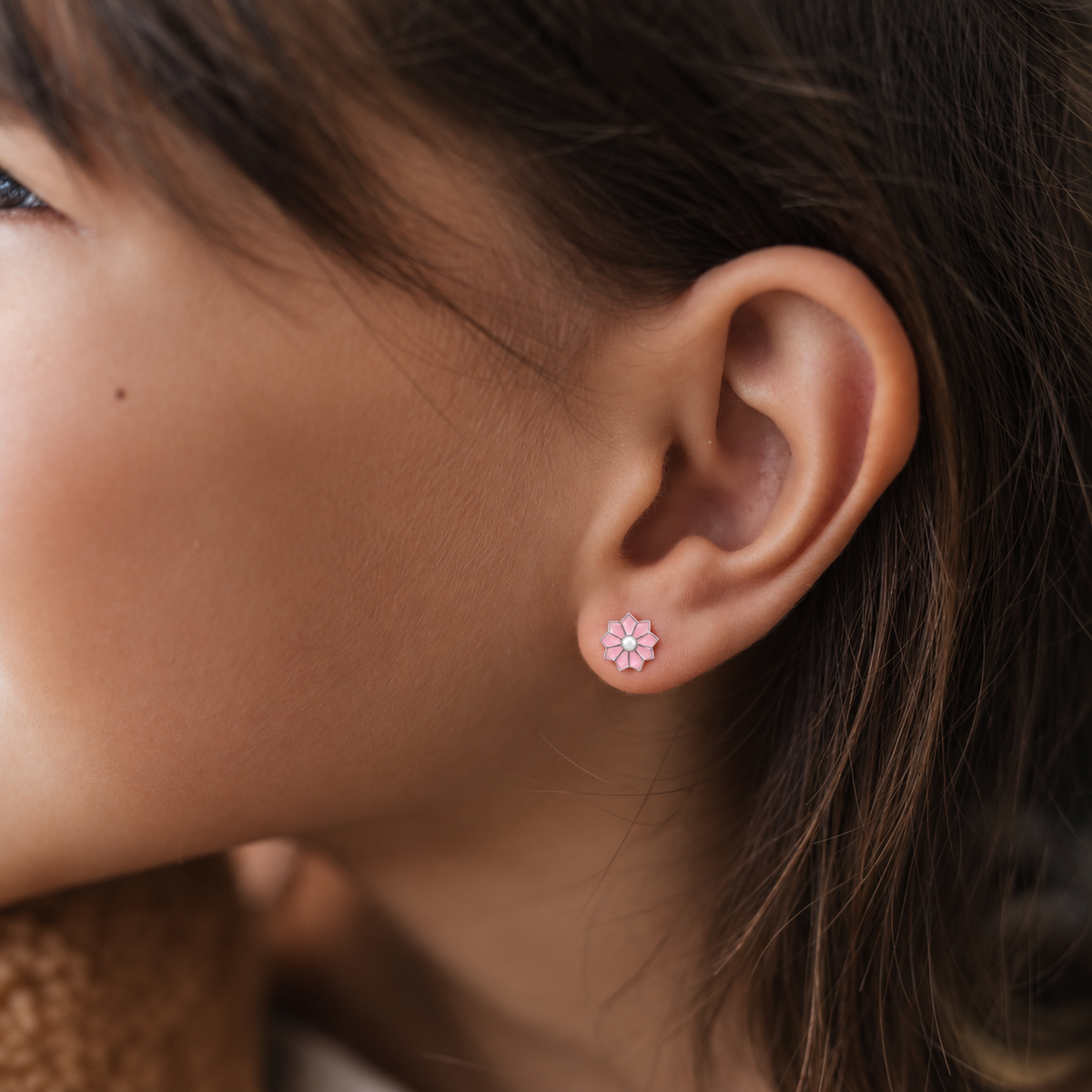Pink Daisy Stud Earrings