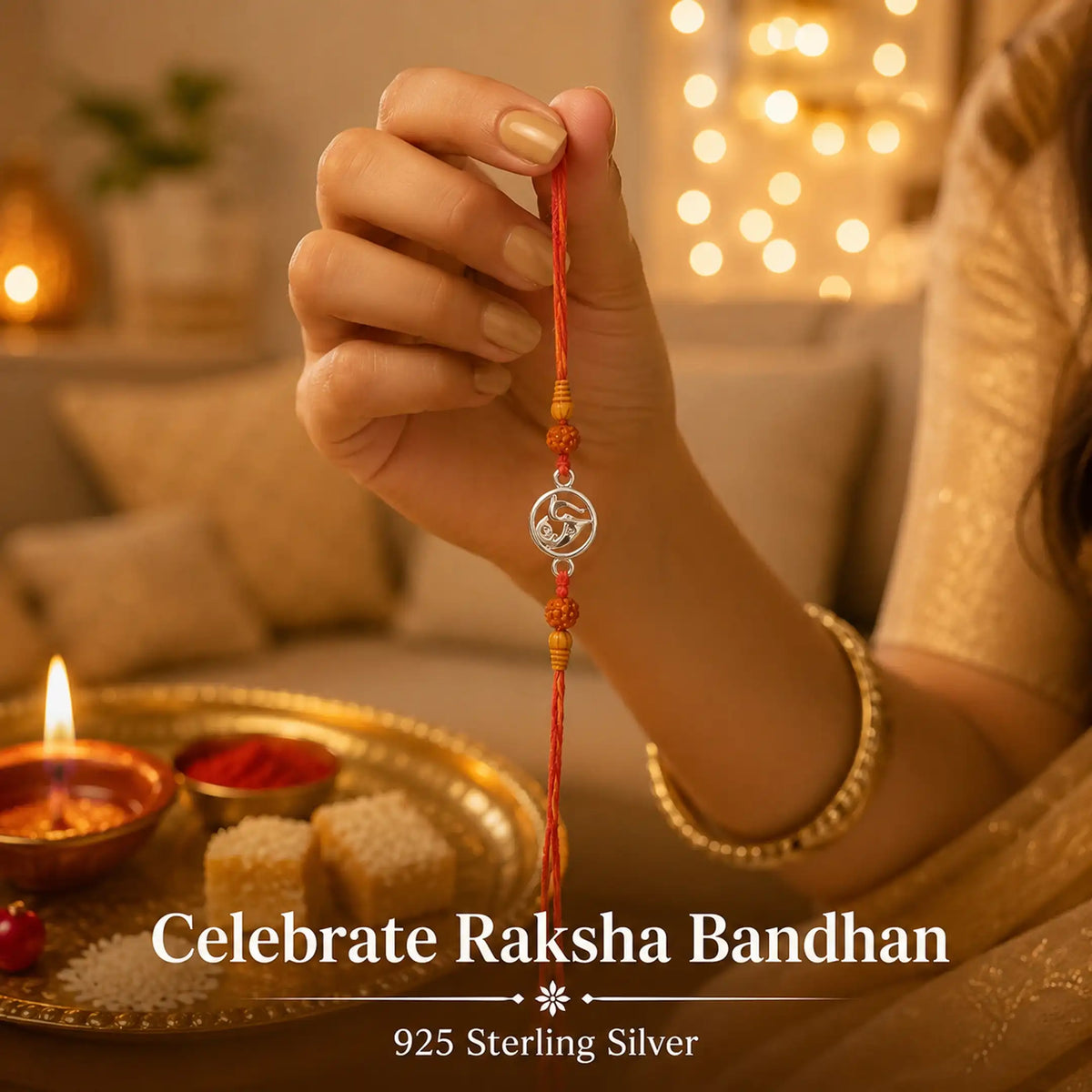 Twinklitz Sterling Silver Modern Motif Rakhi