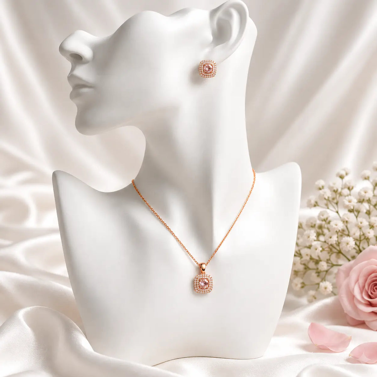 Pink Elora Sparkle Necklace Set